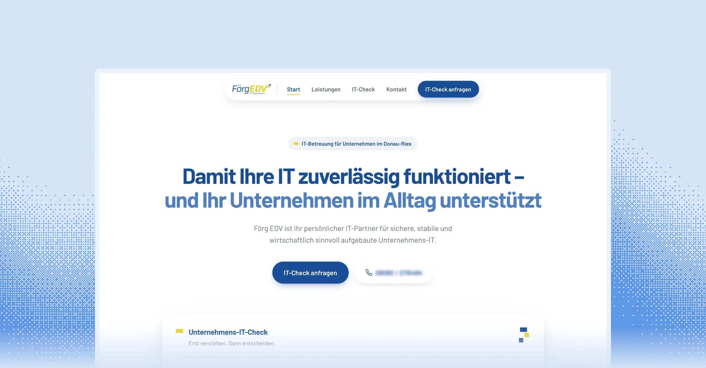 Startseite der Website von Förg EDV am Desktop